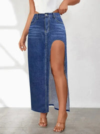 High Rise Slit Denim Skirt - Update AvenueDenim Dresses & SkirtsTrendsi1001003513866911001003513866913ff70935 - e8b8 - 4ed1 - b9ca - 7931a634e7e3 - MaxDark Blue