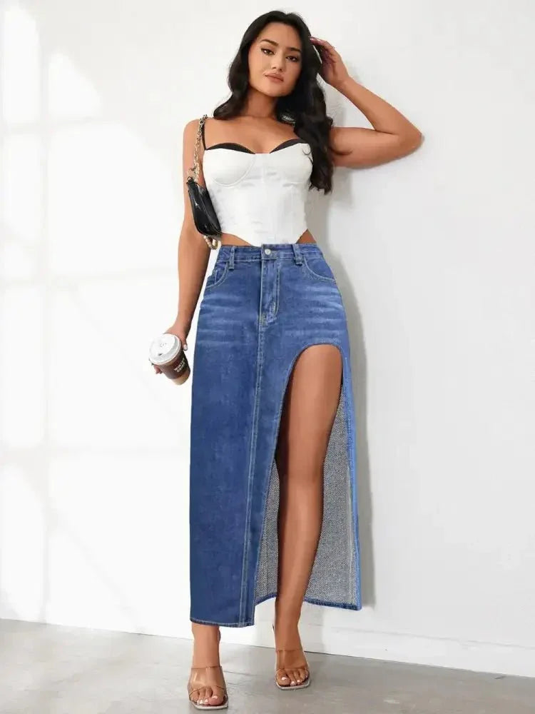 High Rise Slit Denim Skirt - Update AvenueDenim Dresses & SkirtsTrendsi100100351386691100100351386691df9a8ab2 - 9ab4 - 413d - 9cb1 - 58fbf1eca001 - MaxDark Blue