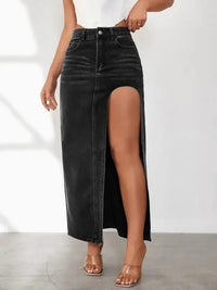 High Rise Slit Denim Skirt - Update AvenueDenim Dresses & SkirtsTrendsi100100351387124100100351387124c0156099 - 1ba1 - 4a74 - a045 - 95a06414c365 - MaxBlack