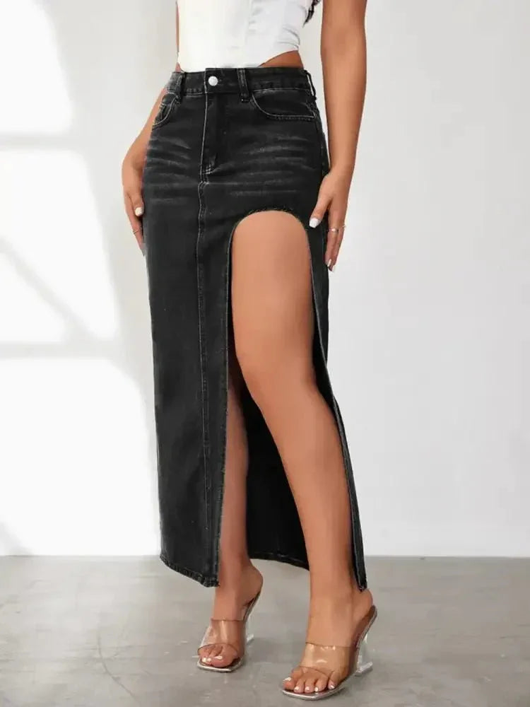 High Rise Slit Denim Skirt - Update AvenueDenim Dresses & SkirtsTrendsi1001003513871241001003513871246c5054b0 - b9d6 - 4919 - 8467 - 1c017c96d9d5 - MaxBlack