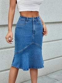 High Waist Mermaid Hem Denim Skirt - Update AvenueDenim Dresses & SkirtsTrendsi10010011807986310010011807986331bede19568d444ea49f09edc33beb8e - Max - OriginBlue