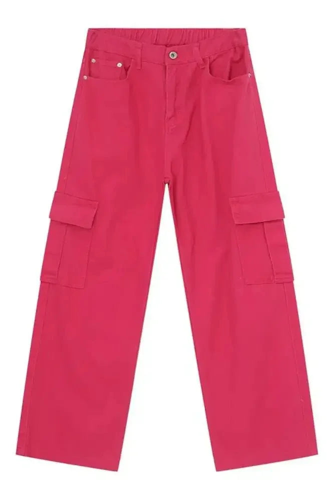 Hight Rise Wide Leg Cargo Pants - Update AvenueTrendsi100400393236589100400393236589Hight Rise Wide Leg Cargo PantsHot Pink