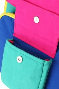Himawari Contrast Nylon Backpack Bag with Handles