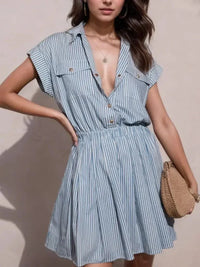 Hlaf Button Striped Cap Sleeve Mini Shirt Dress - Update AvenueDaily EssentialsTrendsi10010056512428110010056512428103978711 - f030 - 41a6 - ab69 - dccedda73815 - Max - OriginBlue