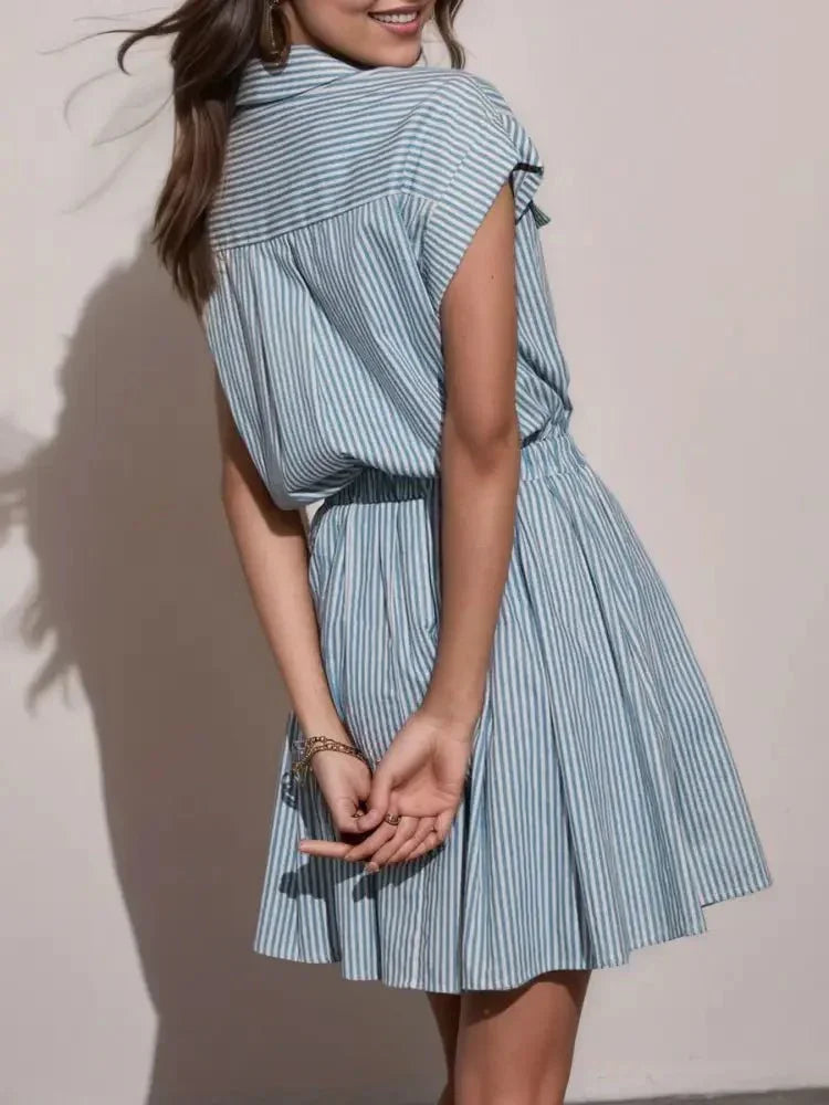 Hlaf Button Striped Cap Sleeve Mini Shirt Dress - Update AvenueDaily EssentialsTrendsi100100565124281100100565124281af8afcf1 - 4d07 - 4c61 - bf1c - 06edc623dd2e - Max - OriginBlue