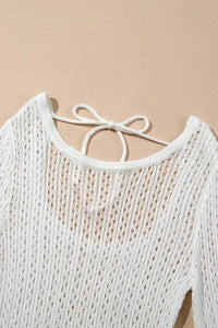 Hollow Out Bell Sleeve Drawstring Knit Cover Up Dress - Update AvenueTrendsi1001000156121631001000156121630659893a - e4e0 - 40ef - 8238 - fb093ba8188f - MaxWhite