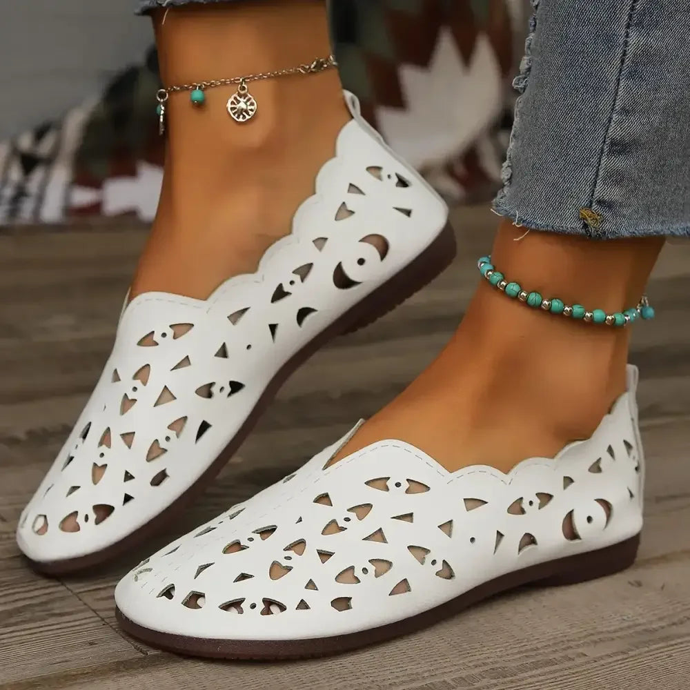 Hollow Out Breathable Casual Flat Slip-Ons