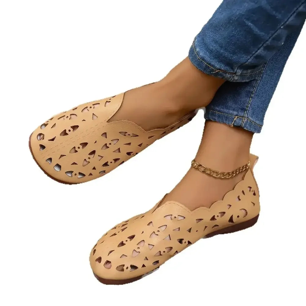 Hollow Out Breathable Casual Flat Slip-Ons