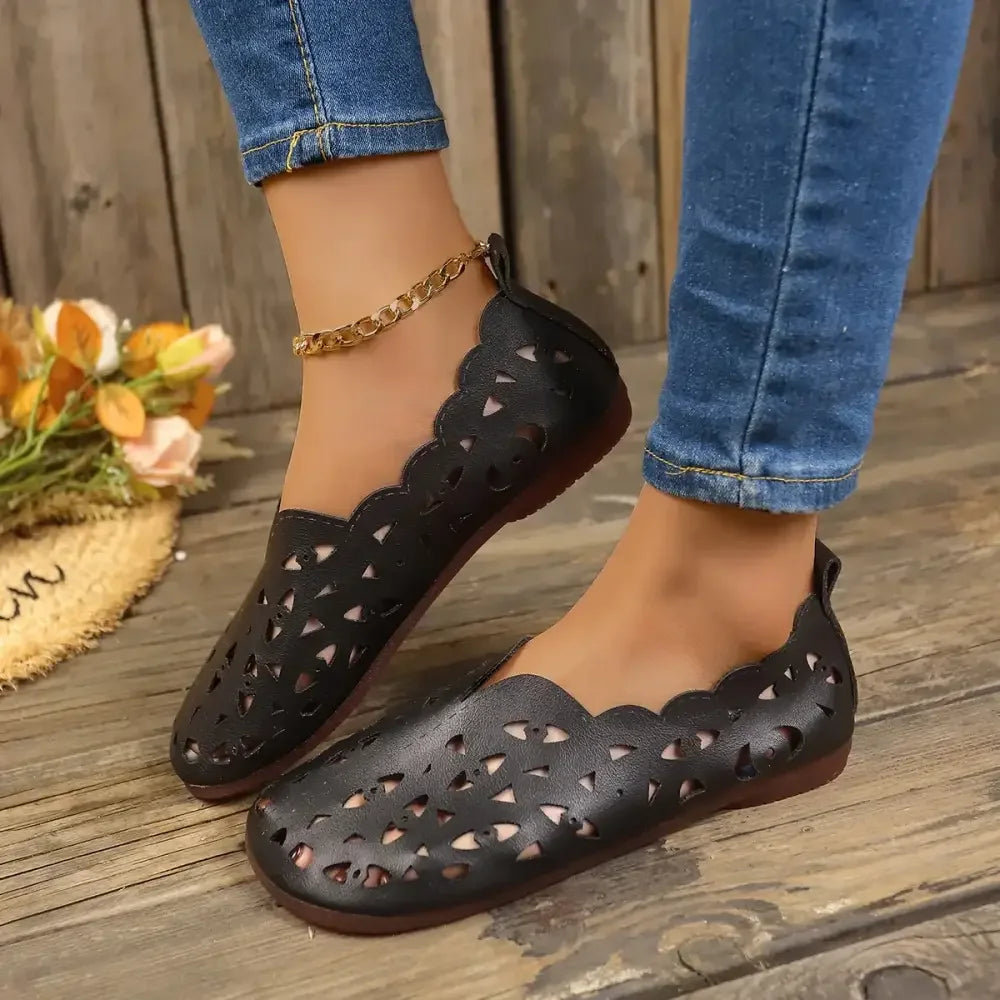Hollow Out Breathable Casual Flat Slip-Ons