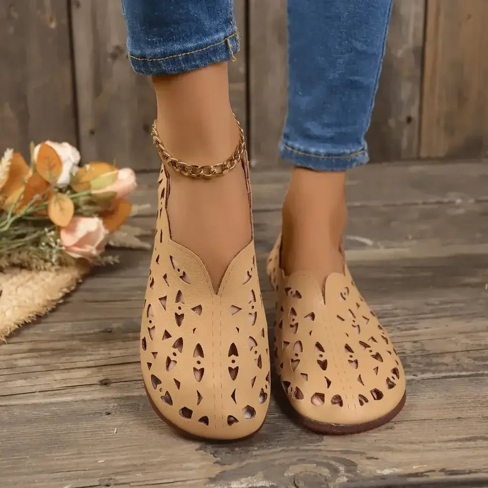 Hollow Out Breathable Casual Flat Slip-Ons