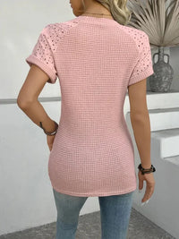 Hollow Out Waffle Knit Short Sleeve T-Shirt - Update AvenueT-ShirtsTrendsi1001004041148421001004041148429938bbac2ce54ebbaee064e6b4db1aac - Max - OriginPink