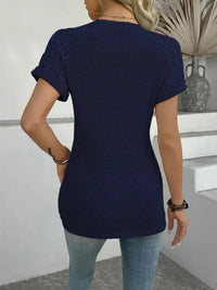 Hollow Out Waffle Knit Short Sleeve T-Shirt - Update AvenueT-ShirtsTrendsi100100404116576100100404116576d21b37c337344433940683ead84a0c05 - Max - OriginNavy Blue
