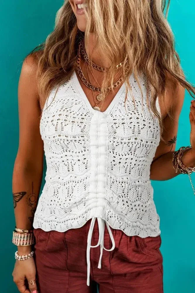 Hollowed Knit V Neck Drawstring Sweater Vest - Update AvenueBoho VibesTrendsi1001007135381821001007135381824228c73b - 2410 - 440b - 98b4 - 2f900b6cc001 - Max - OriginWhite