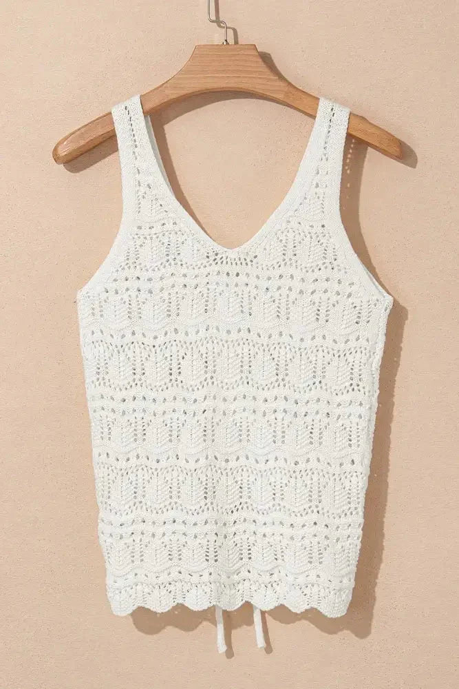 Hollowed Knit V Neck Drawstring Sweater Vest - Update AvenueBoho VibesTrendsi1001007135381821001007135381822bafc02e - 32e5 - 47a6 - bf3c - e1967d4690cb - Max - OriginWhite