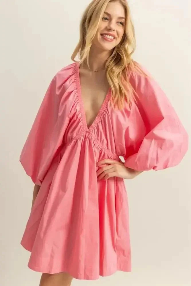 HYFVE Plunge Balloon Sleeve Poplin Mini Dress with Pockets - Update AvenueEffortless Elegance: DressesTrendsi100100799761119100100799761119b144b1c3 - 3e5c - 4679 - 857f - b1a69ee2bc42 - Max - OriginCoral