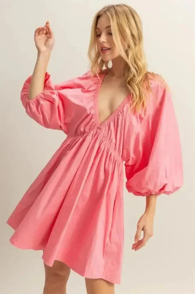 HYFVE Plunge Balloon Sleeve Poplin Mini Dress with Pockets - Update AvenueEffortless Elegance: DressesTrendsi100100799761119100100799761119b3813039 - ab1b - 4723 - bb24 - e6e6085affde - Max - OriginCoral