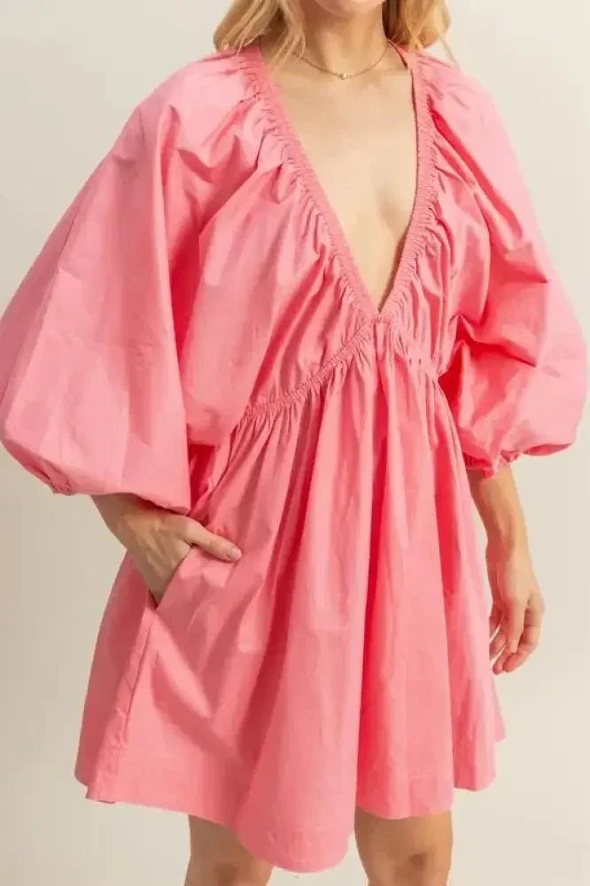 HYFVE Plunge Balloon Sleeve Poplin Mini Dress with Pockets - Update AvenueEffortless Elegance: DressesTrendsi100100799761119100100799761119e8e381c5 - d1fc - 45a9 - bb98 - 2313f0eef22c - Max - OriginCoral
