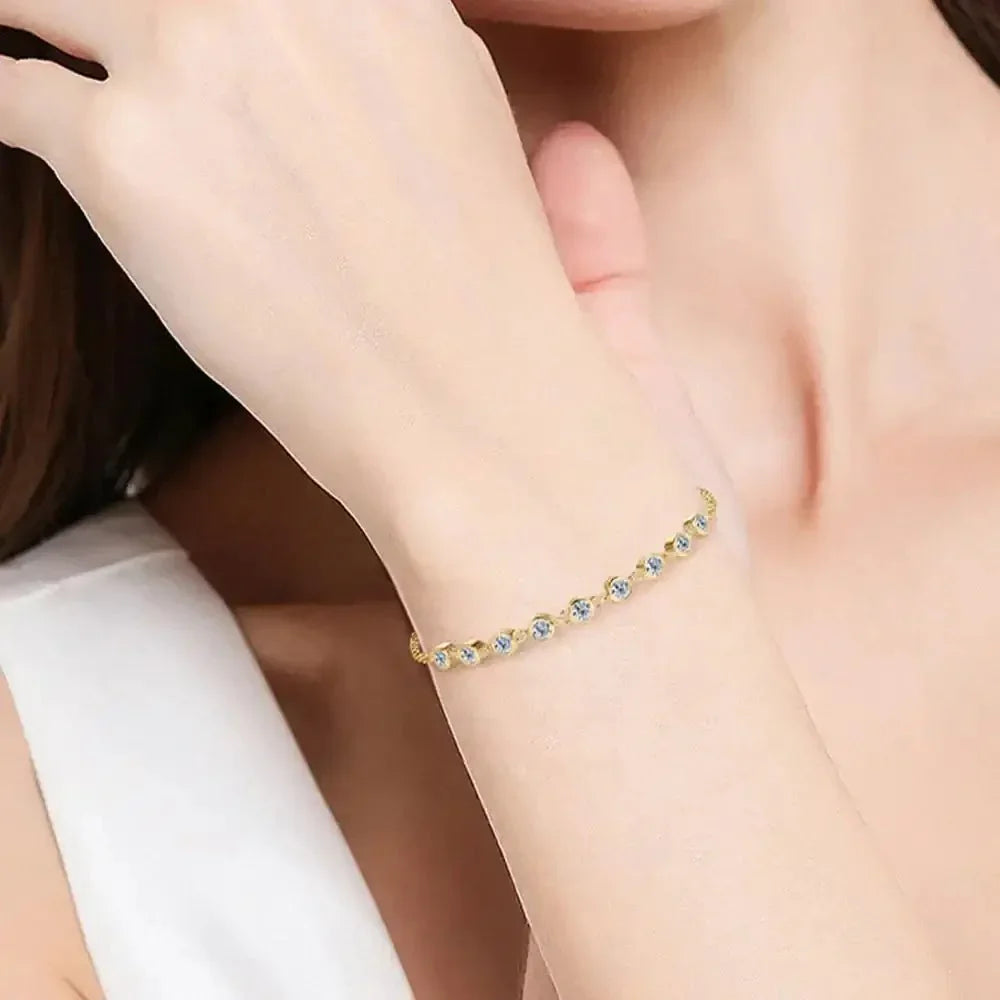 Inlaid Moissanite 925 Sterling Silver Bracelet - Update AvenueBraceletsTrendsi100500656651080100500656651080Inlaid Moissanite 925 Sterling Silver BraceletGold