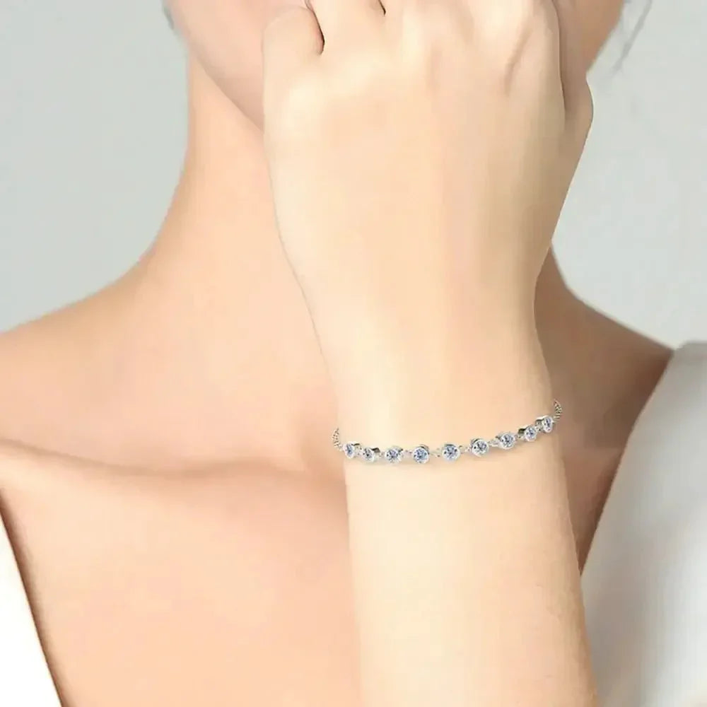 Inlaid Moissanite 925 Sterling Silver Bracelet - Update AvenueBraceletsTrendsi100500656652855100500656652855Inlaid Moissanite 925 Sterling Silver BraceletSilver