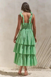 Jade By Jane Full Size Sleeveless Gingham Print Tiered Midi Dress Plus Size - Update AvenueTrendsi100100829811552100100829811552b557558336c547ac97c12c53dc8cc8db - Max - OriginGREEN