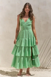 Jade By Jane Full Size Sleeveless Gingham Print Tiered Midi Dress Plus Size - Update AvenueTrendsi10010082981155210010082981155267e606bf245f4c858fd3ef898f23a02e - Max - OriginGREEN