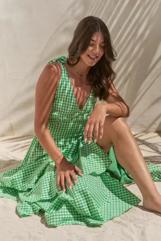 Jade By Jane Full Size Sleeveless Gingham Print Tiered Midi Dress Plus Size - Update AvenueTrendsi1001008298115521001008298115523cf5c05573684105a8fc2f09beaa05d0 - Max - OriginGREEN