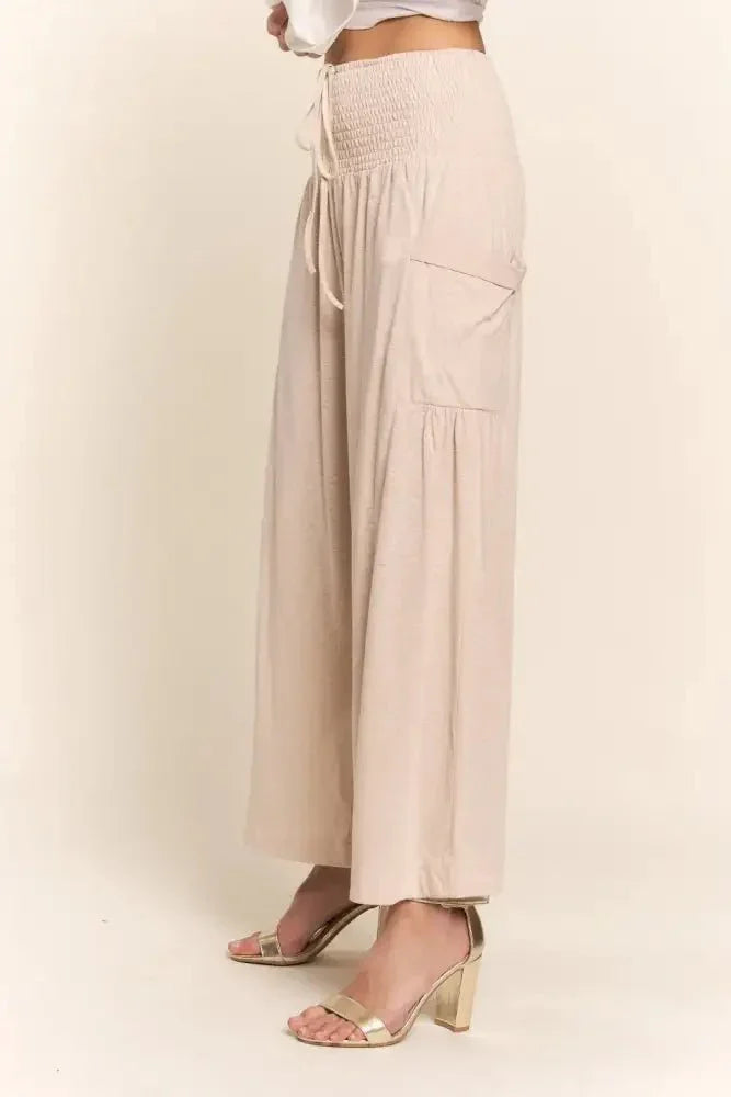 J.NNA Smocked Waist Boho Wide Leg Pants with Pockets - Update AvenueBoho VibesTrendsi10010060209155910010060209155986afdb01 - 33a2 - 4953 - 8ddc - da21f84acbc2 - MaxLight Beige