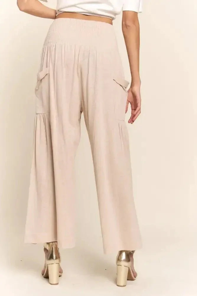 J.NNA Smocked Waist Boho Wide Leg Pants with Pockets - Update AvenueBoho VibesTrendsi100100602091559100100602091559071c0361 - cc73 - 4f28 - ab3a - 252a94a369c7 - MaxLight Beige