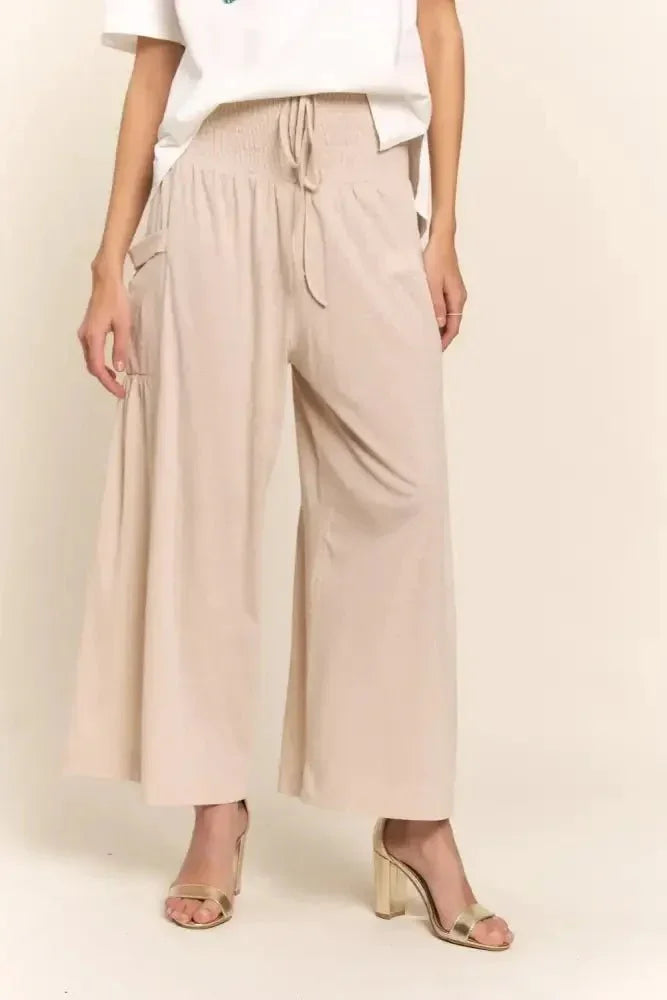 J.NNA Smocked Waist Boho Wide Leg Pants with Pockets - Update AvenueBoho VibesTrendsi1001006020915591001006020915595cc86b3b - 64e5 - 401a - a38a - e008fa0e9300 - MaxLight Beige