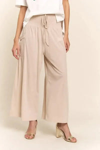 J.NNA Smocked Waist Boho Wide Leg Pants with Pockets - Update AvenueBoho VibesTrendsi1001006020915591001006020915595cc86b3b - 64e5 - 401a - a38a - e008fa0e9300 - MaxLight Beige