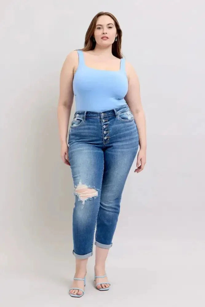 Judy Blue Full Size Button Fly Distressed Jeans with Pockets Plus Size - Update AvenueVacation StyleTrendsi100100679181673100100679181673e47c380d - 9891 - 4164 - 9a4c - f8bbc8cb5c39 - MaxMedium
