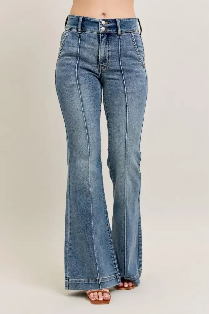 Judy Blue Full Size High-Waist Flare Denim Jeans with Front Seam Detail Plus Size