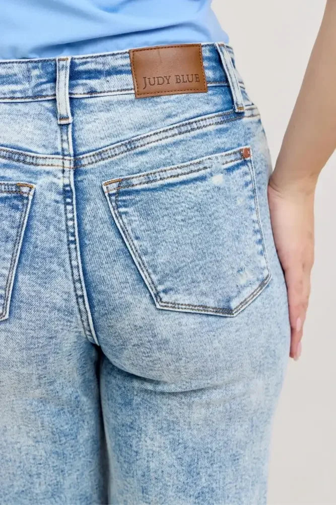 Judy Blue Full Size Hw Mineral Wash Destroy 90's Straight Jeans Plus Size