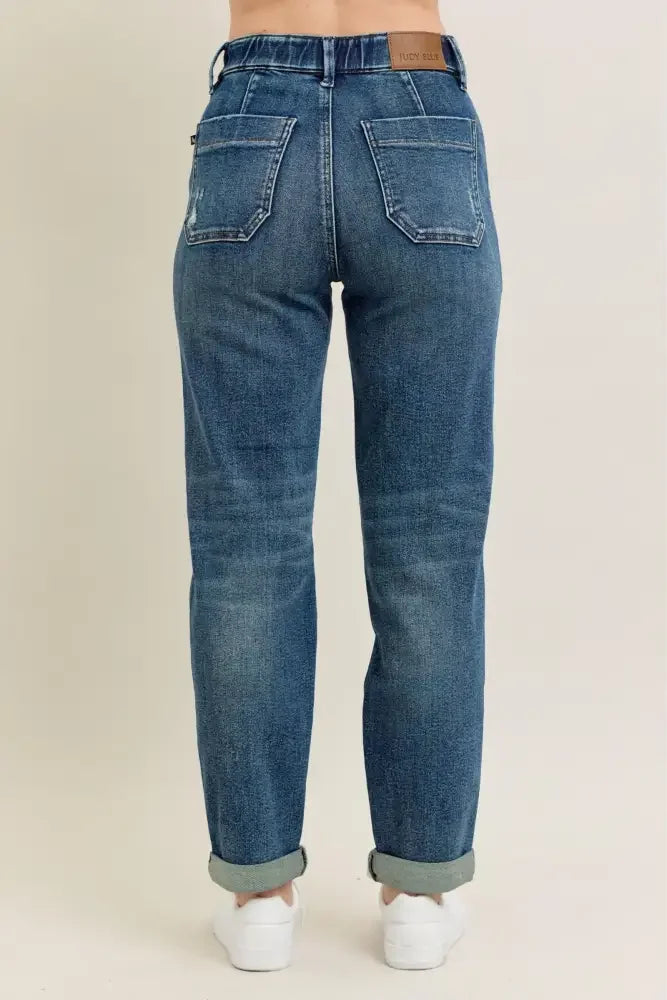 Judy Blue Full Size HW Vintage Wash Jeans w/ Drawstring Plus Size