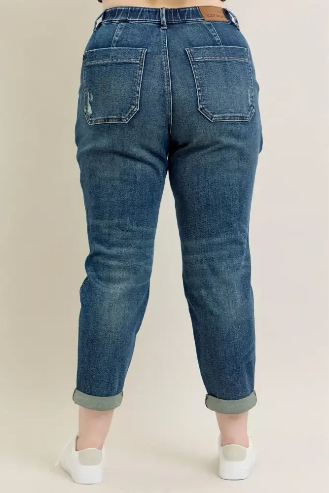 Judy Blue Full Size HW Vintage Wash Jeans w/ Drawstring Plus Size
