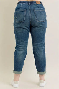 Judy Blue Full Size HW Vintage Wash Jeans w/ Drawstring Plus Size