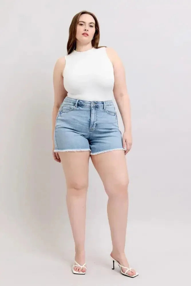 Judy Blue Full Size Tummy Control Raw Hem Denim Shorts Plus Size - Update AvenueVacation StyleTrendsi1001005433816291001005433816293c6e3828 - 6bf6 - 4cba - 8f46 - e7c01eea25dc - MaxLight
