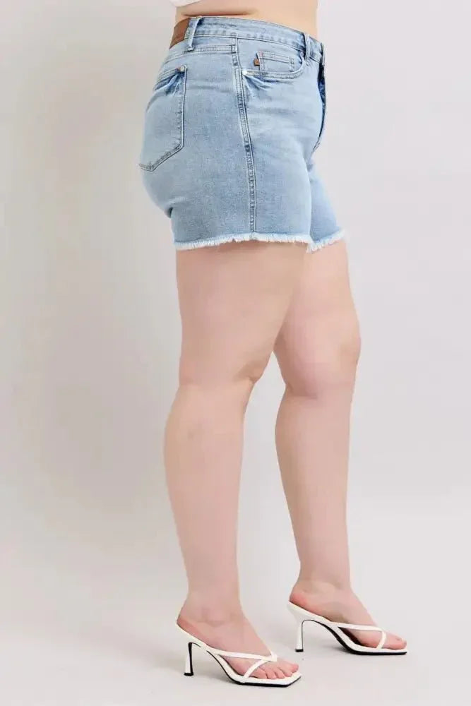 Judy Blue Full Size Tummy Control Raw Hem Denim Shorts Plus Size - Update AvenueVacation StyleTrendsi100100543381629100100543381629812c3938 - a2c2 - 4567 - 8233 - c000ed782ba8 - MaxLight