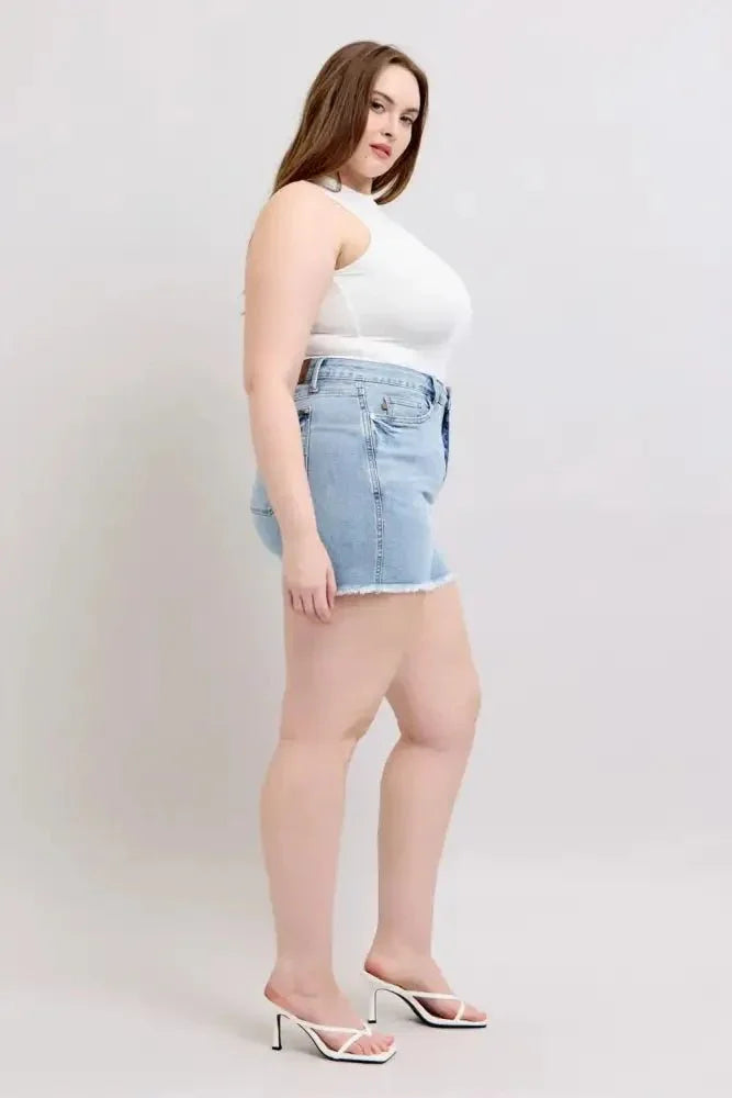 Judy Blue Full Size Tummy Control Raw Hem Denim Shorts Plus Size - Update AvenueVacation StyleTrendsi100100543381629100100543381629f1249792 - ff3e - 471d - ae61 - a30cee9b846c - MaxLight