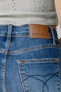Judy Blue High Waist Back Pocket Embroidery Crop Wide Jeans