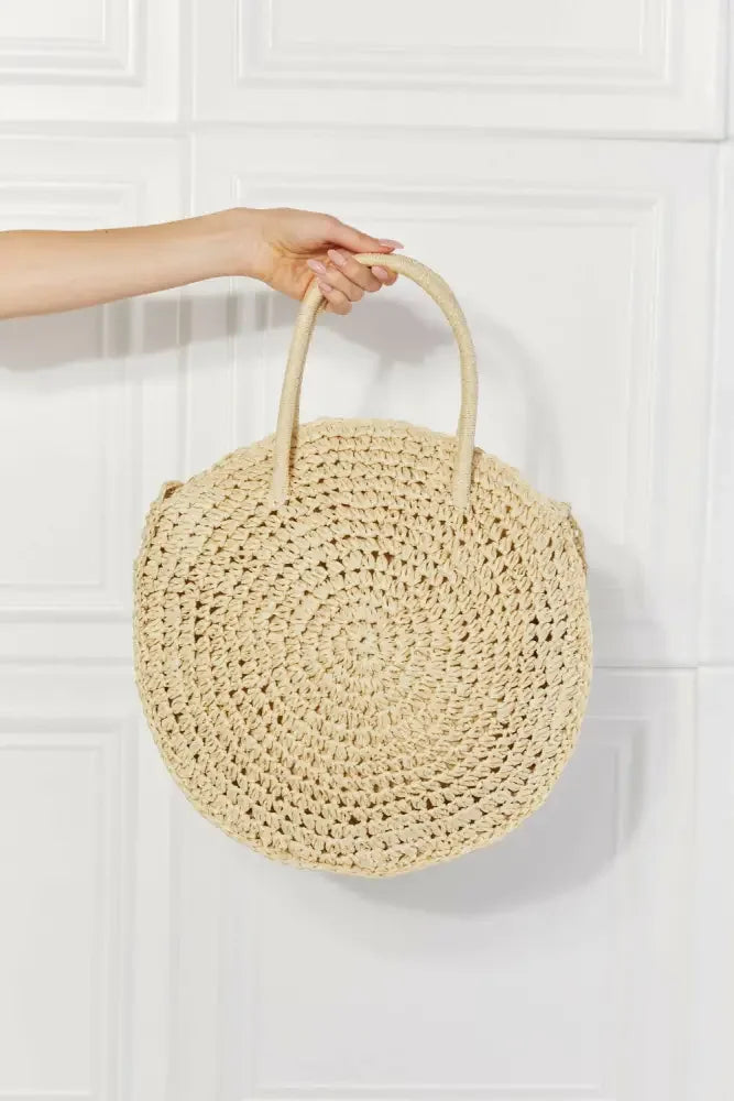 Justin Taylor Beach Date Straw Rattan Handbag in Ivory