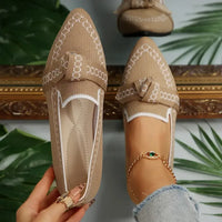 knitted Slip-On Flats with Bow