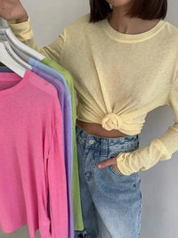 Knotted Long Sleeve T-Shirt - Update AvenueT-ShirtsTrendsi100100432192245100100432192245739c9dd45ace40659c9fb443742d8e04 - Max - OriginPastel Yellow