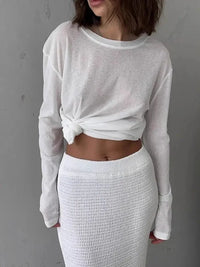 Knotted Long Sleeve T-Shirt - Update AvenueT-ShirtsTrendsi1001004321959691001004321959693e8506e66ae64153aabe1add8cede47d - Max - OriginWhite