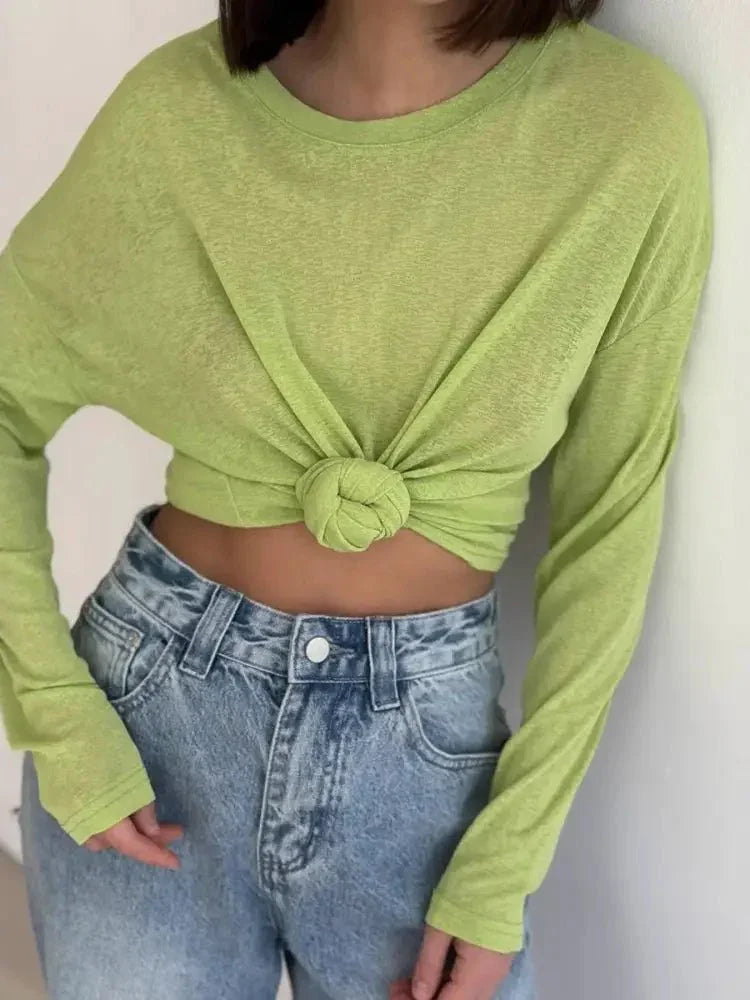 Knotted Long Sleeve T-Shirt - Update AvenueT-ShirtsTrendsi100100432196716100100432196716575e0aa06abd40feabe57ec0f526848e - Max - OriginGreen