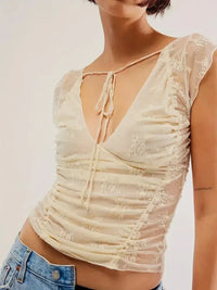 Lace Cap Sleeve Ruched T-Shirt - Update AvenueT-ShirtsTrendsi10010050046580310010050046580373a23fda - eed2 - 49f2 - bcc0 - 121a1a870efd - Max - OriginApricot