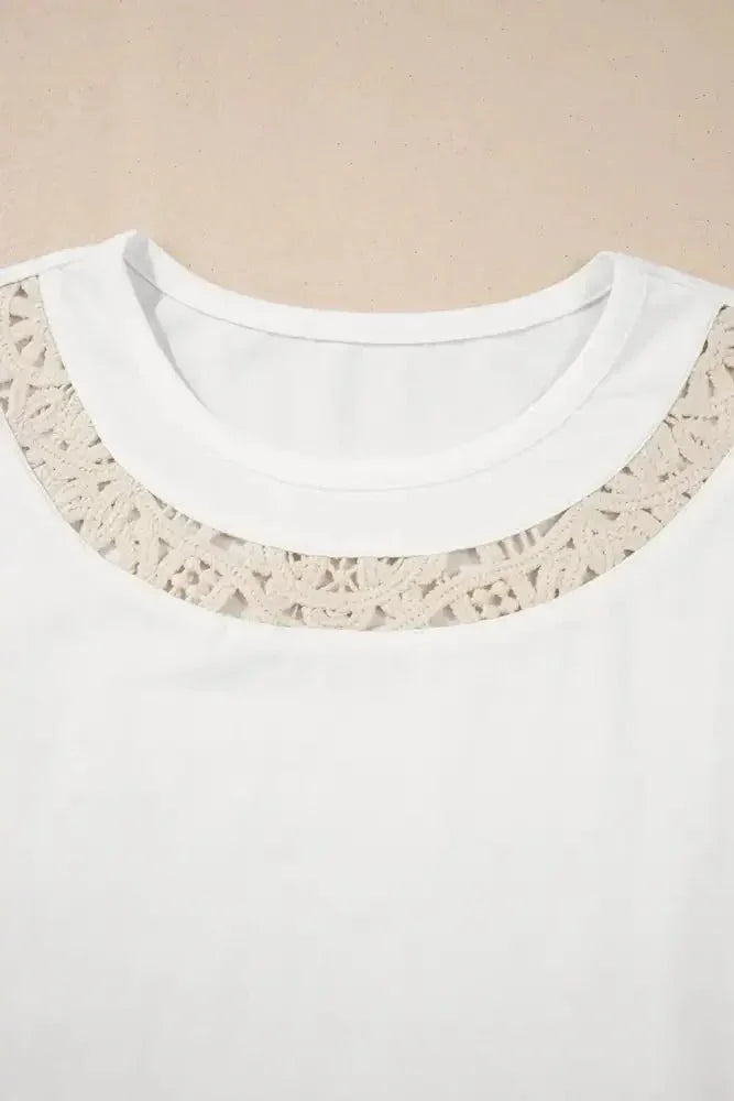 Lace Crochet Crew Neck Casual T Shirt - Update AvenueT-ShirtsTrendsi100100924345047100100924345047b97cf0b6 - a6bd - 423b - 9d1b - 3abb71d9f843 - Max - OriginWhite