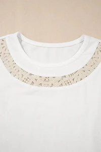 Lace Crochet Crew Neck Casual T Shirt - Update AvenueT-ShirtsTrendsi100100924345047100100924345047b97cf0b6 - a6bd - 423b - 9d1b - 3abb71d9f843 - Max - OriginWhite