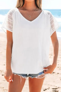 Lace Crochet Textured Button Back V Neck T Shirt - Update AvenueT-ShirtsTrendsi100100831715357100100831715357bf7f889f - 0d56 - 4f86 - b7bc - db6a3065f041 - Max - OriginWhite