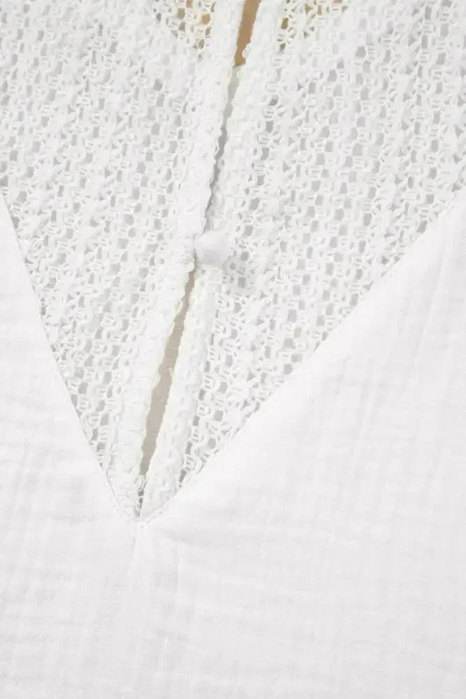 Lace Crochet Textured Button Back V Neck T Shirt - Update AvenueT-ShirtsTrendsi100100831715357100100831715357b8065816 - ac64 - 4fcf - b157 - b50bea1aabe0 - Max - OriginWhite